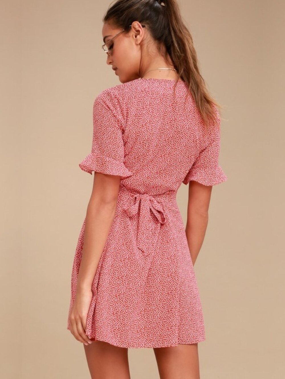 Lulus Castana Rust Red Print Button-Up Dress Medium #A2606 - Picture 5 of 11